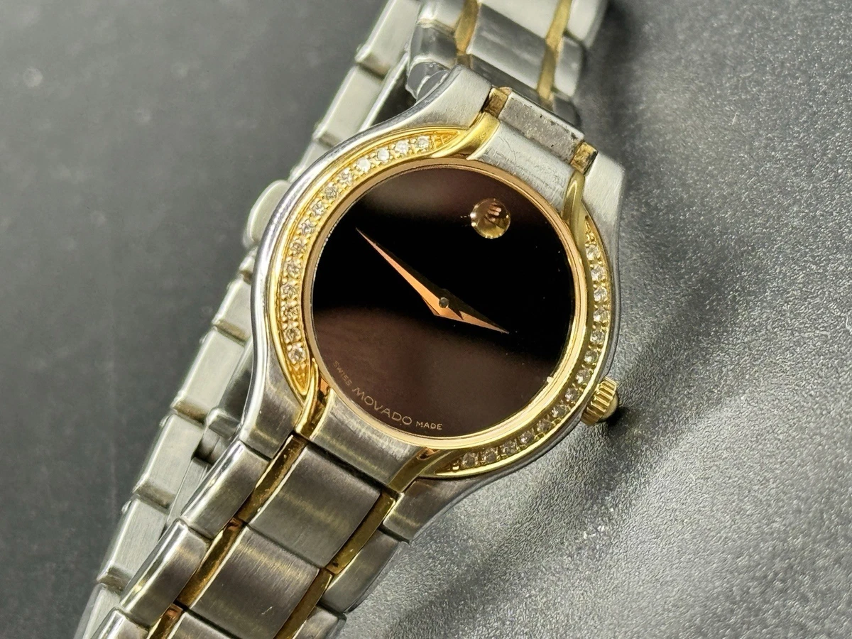 Movado Museum Classic Gold Plated Band Quartz Wristwatches 