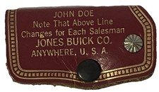 Vintage Leather Jones Buick Co USA Key Fob Keychain W/Keys Advertising Promo