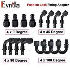 4 x 6AN 8AN 10AN Push Lock Hose Fitting 0° 45° 90° 180° Degree for NBR Fuel Line