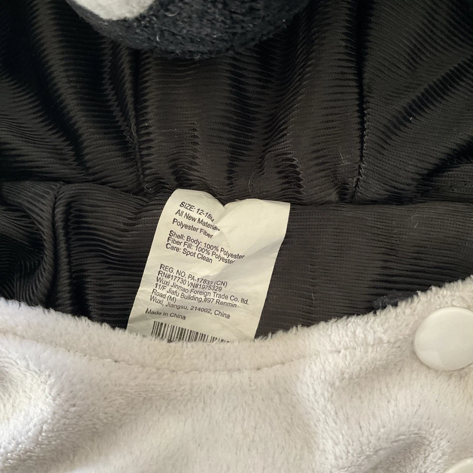 DISFRAZ DE MOFETA HALLOWEEN Bebé Infante 12-18 Negro Blanco Capucha / Snap / 1 pieza Foto 4 de 4