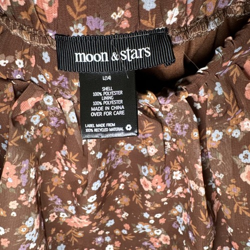 NUEVO CON ETIQUETAS Falda Floral Luna y Estrellas En Capas Marrón Niñas Talla Grande - Imagen 3 de 5