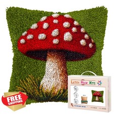 Generic Mushroom Latch Hook Pillow Kit 17x17