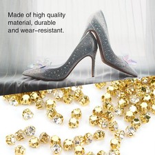 (Gold Background White)Sewing Rhinestones 3D Anti Scratch Single Claw Gold Sew