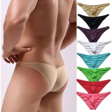 Men's Sexy See-through Boxer Briefs Ice Silk Low Rise Pouch Underwear Panties US