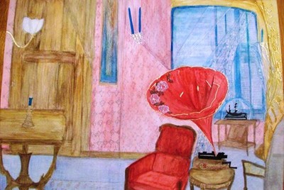 DARK SHADOWS Original Watercolor: Quentin's Room