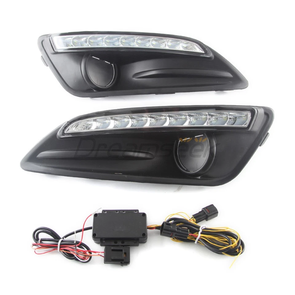 LED DRL Daytime Running Light For Ford Fiesta 2014-2019 Fog Lamp Cover With Turn - Image 2 of 4
