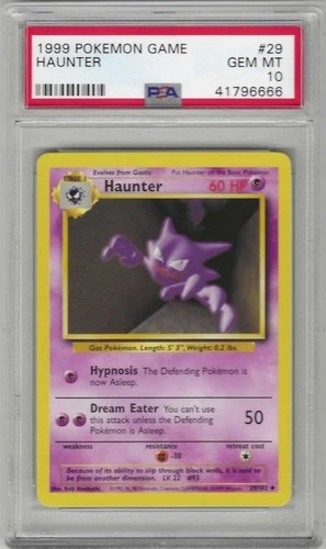 PSA 10 GEM MINT 1999 Pokemon Base Set Unlimited Haunter #29/102 Uncommon Card 👻