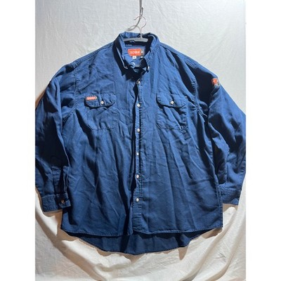 Tecgen FR Mens XL Navy Blue Flame Resistant Long Sleeve Work Shirt NFPA 2112