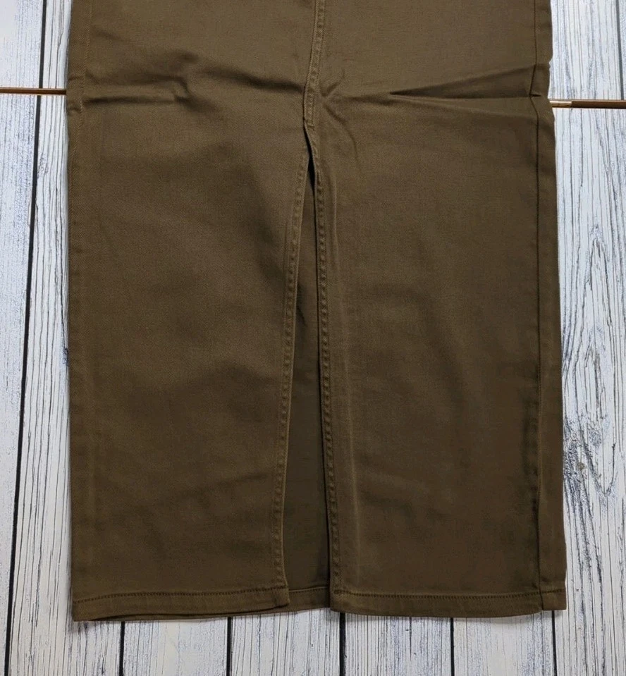 My Essential Wardrobe Lara Stretch Front Slit Maxi Skirt Military Olive Wash 8 - Image 3 of 4