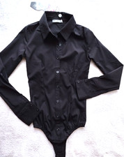 Body Shirt Hemd Koucla Business Bodybluse Langarm Schwarz Gr. S /36