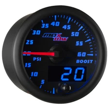 52mm Black & Blue MaxTow Double Vision 60 PSI Diesel Boost Gauge