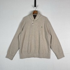 Polo Ralph Lauren Men's Large Shawl Collar Pullover Sweater Beige Read