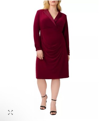 Adrianna Papell Plus Jersey Tuxedo Dress Womans Plus Size 16w Red Wine  Color | eBay