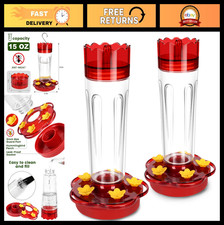 2 Pack Outdoor Glass Hummingbird Feeders - 15oz, Ant  Bee Proof, 5 Ports, Garde