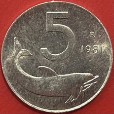 5 Lire 1981 Delfino • Repubblica Italiana • Moneta Rara Circolata In Italma • BB