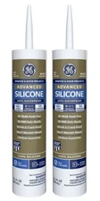 2 ~ GE ADVANCED Silicone WHITE Window & Door Caulk Sealant 10.1oz Waterproof