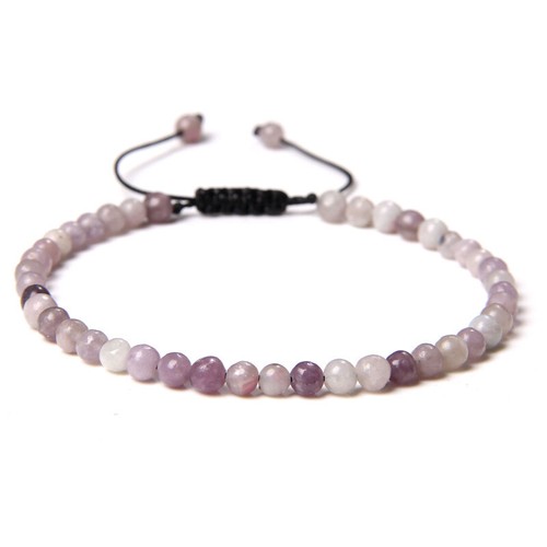4 mm Naturstein Rund Achat Amethyst Quarz Überfall Seil Armbänder Verstellbar - Bild 17 von 64