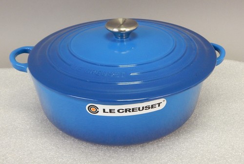 New* Le Creuset Signature 6.75 qt Round Wide Dutch Oven Casserole Pot 23086 Blue