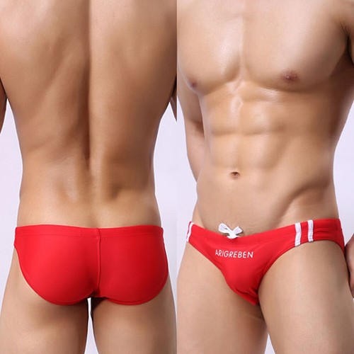 Breathable Swimwear Men's Brief Cut Low Rise Bikini Brief Swimming Trunks - Picture 7 of 25