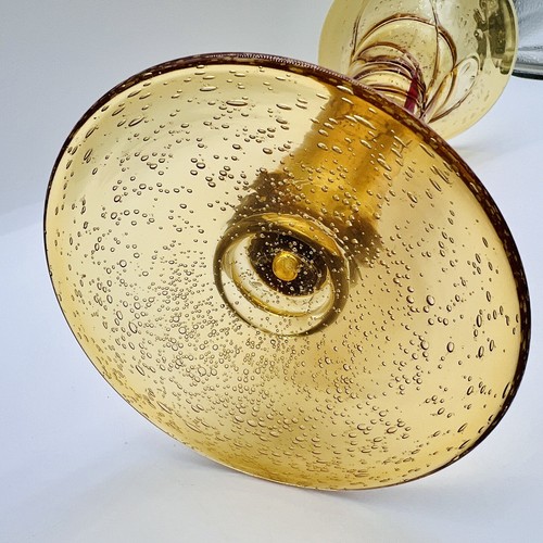 Glass Vase Red And Amber Applied Glass 14 1/4” Art Glass - Picture 6 of 11