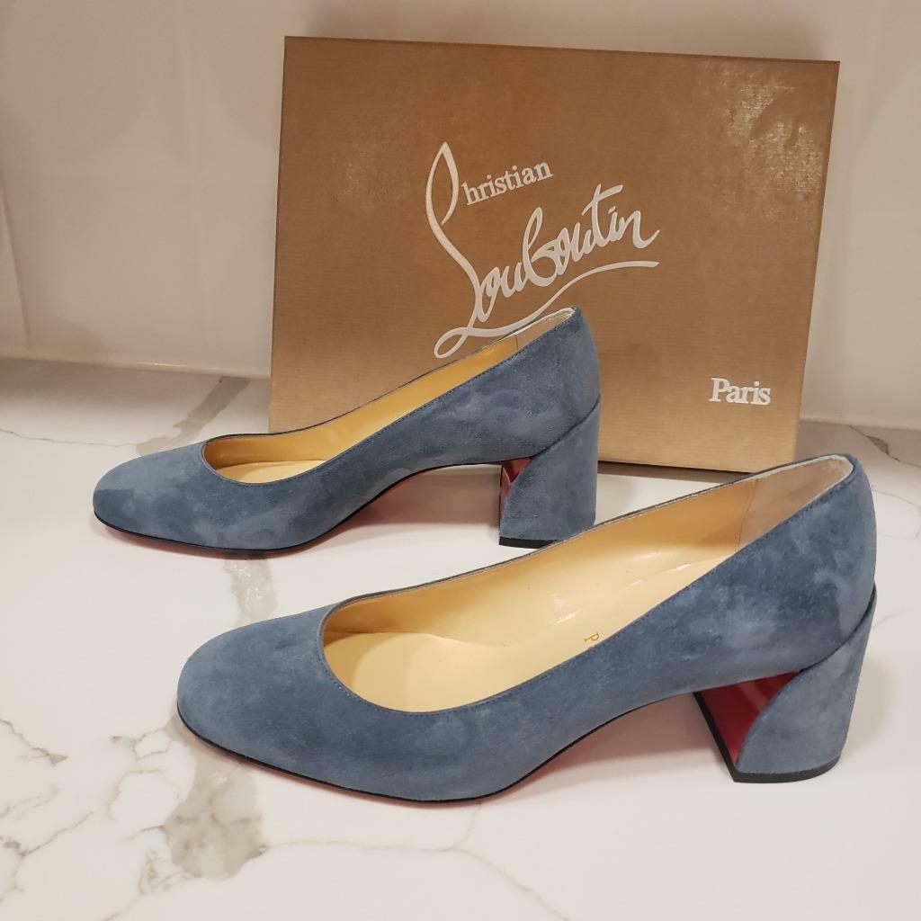 Christian louboutin blue shop suede heels