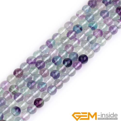 Natural Rainbow Fluorite Gemstone Crystal Round Loose Beads Jewelry Making 15" - Foto 57 di 76