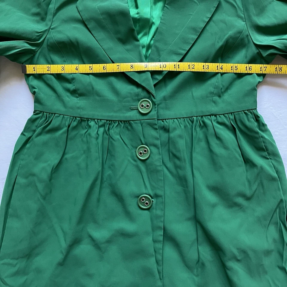 Gabardina Nine West XS Babydoll con solapa de cintura reunida verde mangas 3/4 forrada Foto 4 de 4