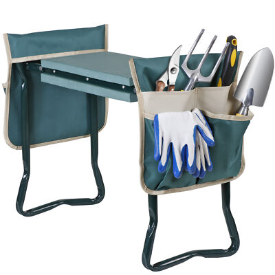 Garden Kneeler and Seat Foldable w/EVA Folding Portable Bench Garden Tools Green