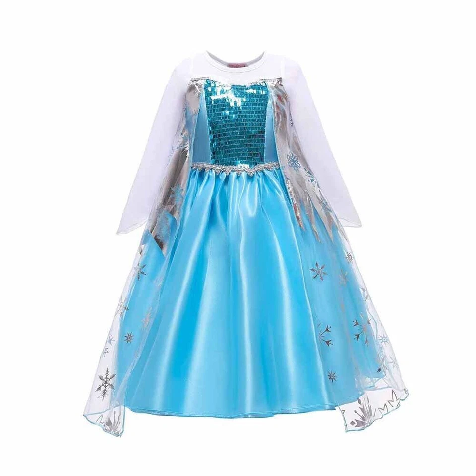 Disney Niñas Princesa Frozen Vestido Elsa Anna Fiesta Boda Cumpleaños Vestido Elegante Foto 4 de 4