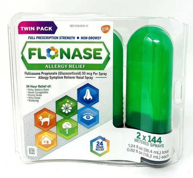 FLONASE Allergy Relief Nasal Spray (120Ct) 2 Pack for