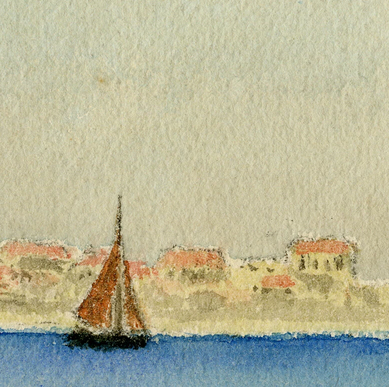 Antique Drawing-View on a lighthouse on Sicily-Anonymous-1897 - Image 4 of 4