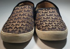 Michael Kors Girls Canvas Flat Casual Shoes Slip on Taupe Gold 3M Audrey