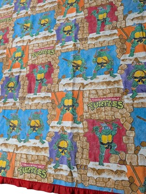 Vintage Teenage Mutant Ninja Turtles TMNT  Blanket  '' 84 X 71 ''