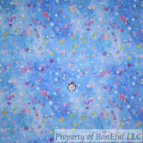BonEful Fabric FQ Cotton Quilt Blue Tonal Rainbow Bubble Water Calico Blender US - Picture 6 of 12