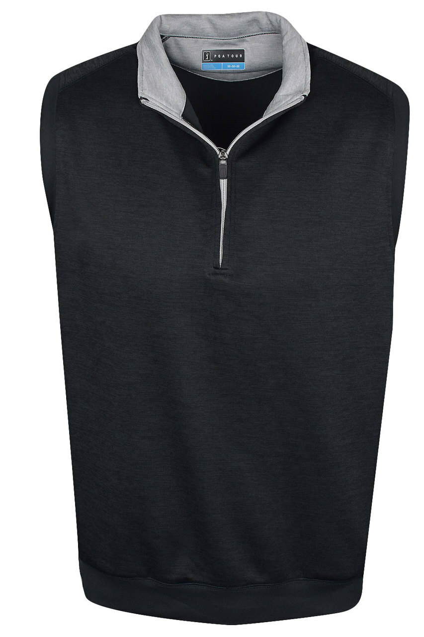 New NWT Mens PGA TOUR Golf Vest Sunflux Motionflux Repelflux BLACK/GRAY