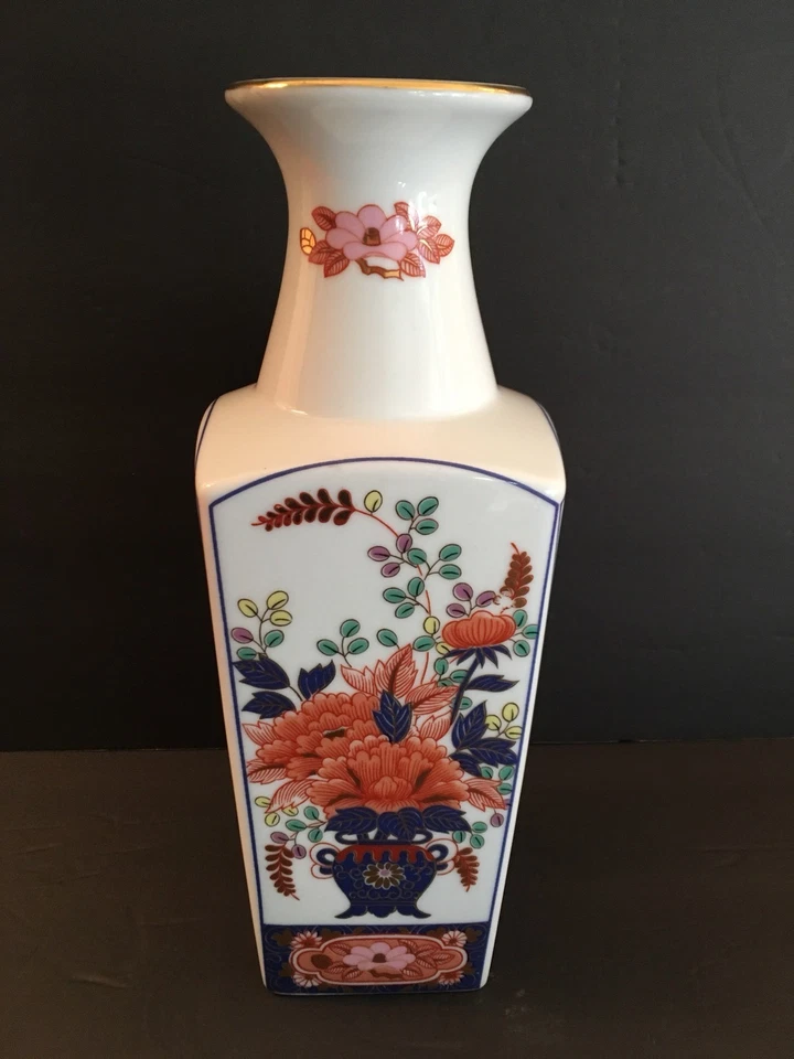 Jarrón estilo Imari de colección diseño floral oriental japonés con adornos dorados Japón 10 1/2" Foto 2 de 4