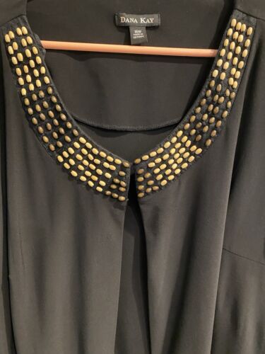 Dana Kay Brand Women’s Size 16W Black Short Jacket With Beaded Collar - Picture 2 of 5