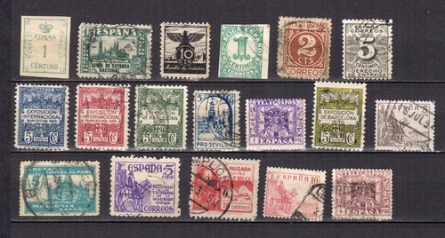 Espagne un lot de 18 timbres divers /TE5226