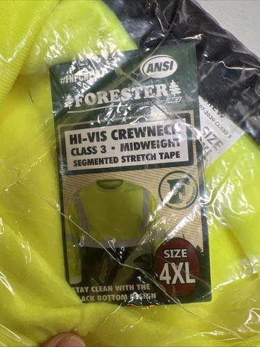 Forester Men Class 3 High Visibility Safety Crewneck Sweatshirt Lime/Black 4XL - Picture 6 of 7