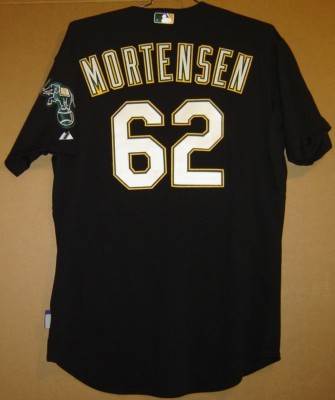 OAKLAND ATHLETICS CLAYTON MORTENSEN A'S BLACK ALTERNATE MLB JERSEY