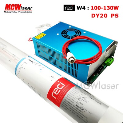 RECI CO2 Laser Tube 100W Peak 130W W4 S4 & Power Supply DY20 Cutter Engraver