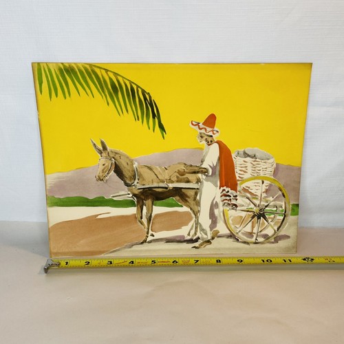 Stampa artistica senza cornice uomo messicano con asino e carrello vintage metà secolo - Foto 10 di 11