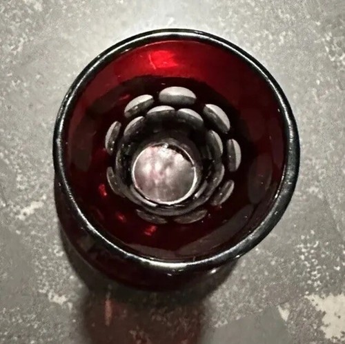 Vintage Crystal Vase Ruby Red Clear Glass Small 6 Inches Decorated - 第 8/24 張圖片