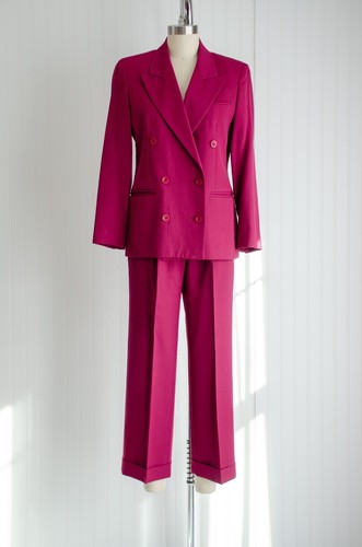 vtg Austin Reed magenta pink wool gabardine pants suit pantsuit - Picture 6 of 7