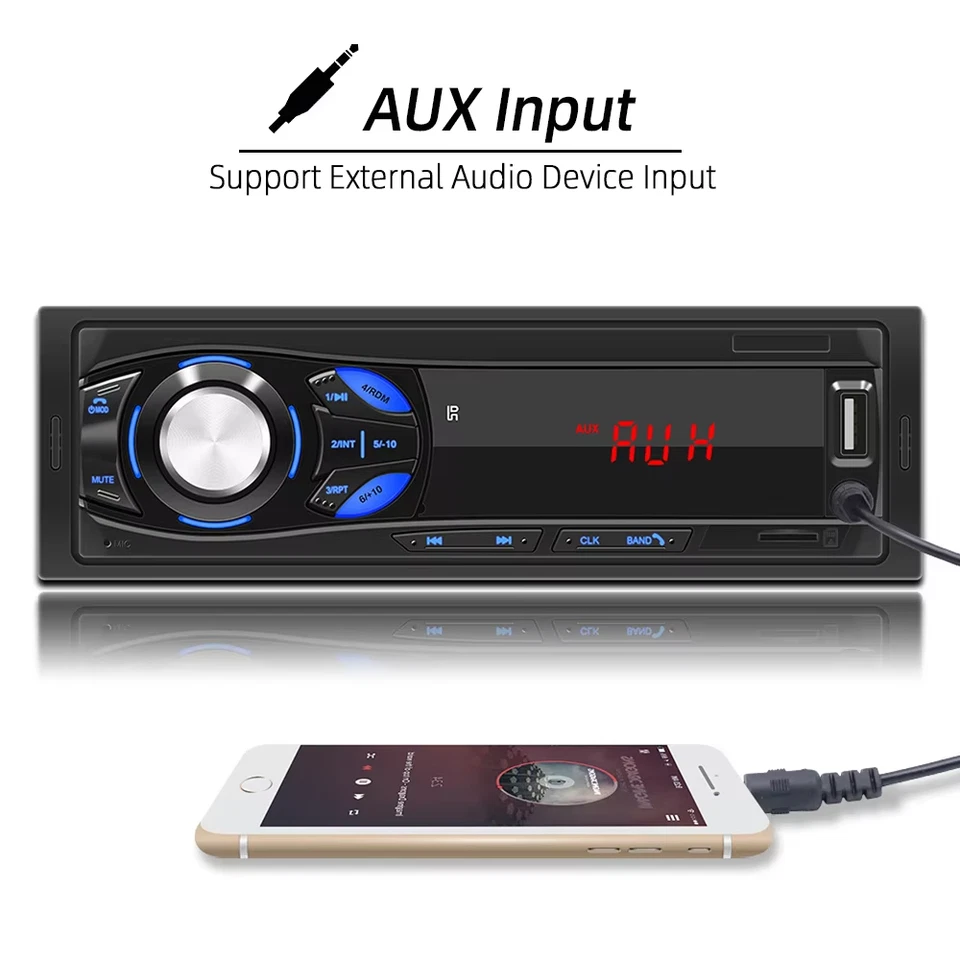 Autoradio 1 DIN Bluetooth Stereo FM Lettore MP3 USB/SD/AUX Ingresso Dash musica - Immagine 3 di 4