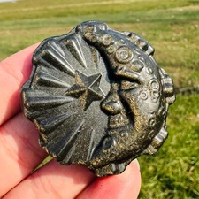 Natural Gold Obsidian Carved Moon star Skull Quartz Crystal Reiki Healing 1pc