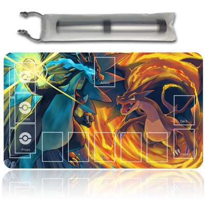 Pokemon Charizard Playmat With Zones + Free Bag Card Game Playmat of MTG TCG CCG