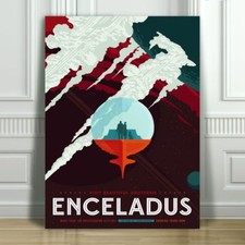 COOL NASA TRAVEL CANVAS ART PRINT POSTER - Enceladus - Space Travel - 24x16"