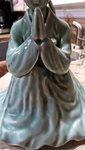 Vintage chinesische Kwan Quan Yin große betende Frau Statue JADE Göttin der Barmherzigkeit - Bild 4 von 24