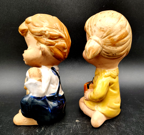 Vintage Pair of "Genuine Handcrafted Stoneware Japan" Boy/Girl Figurines - Picture 5 of 9